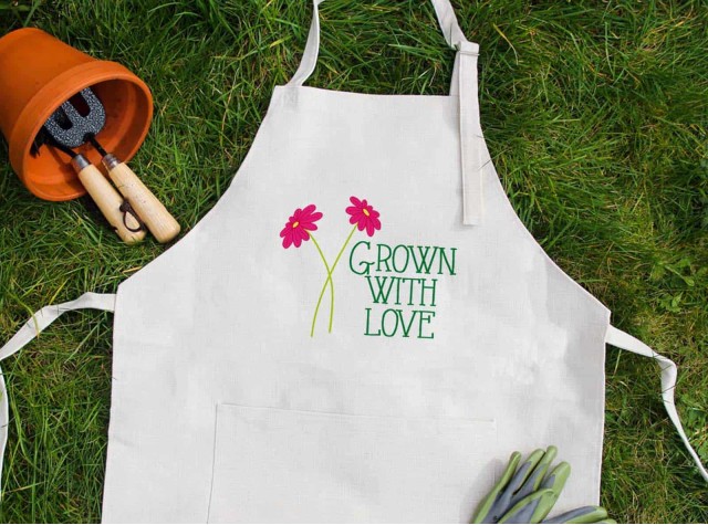 burlap style waist grown with love garden apron for gardening